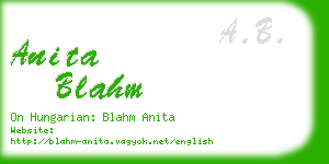 anita blahm business card